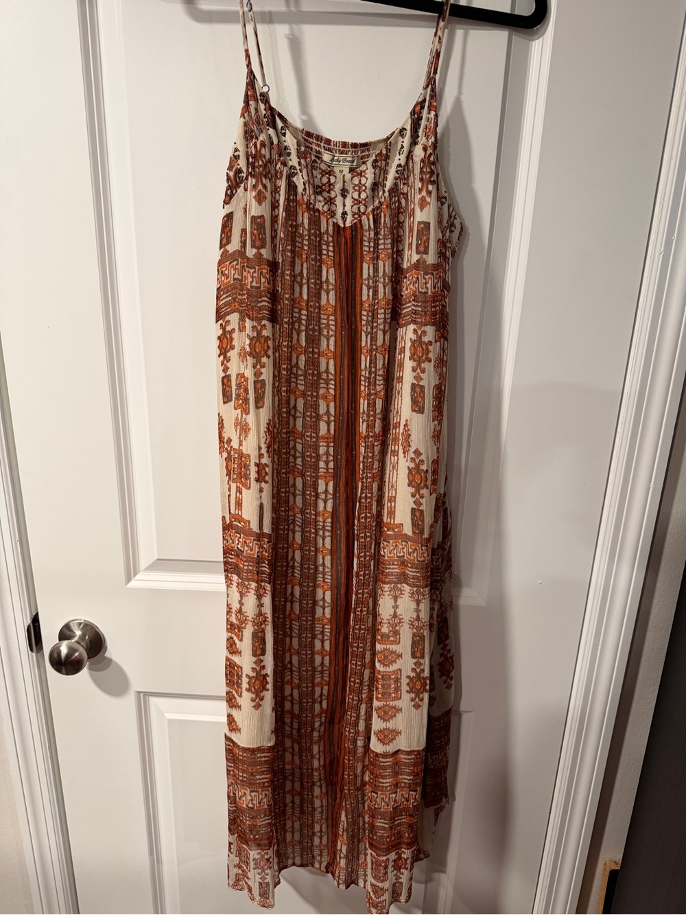 Lucky Brand |Boho Cream and Rust Midi Dress